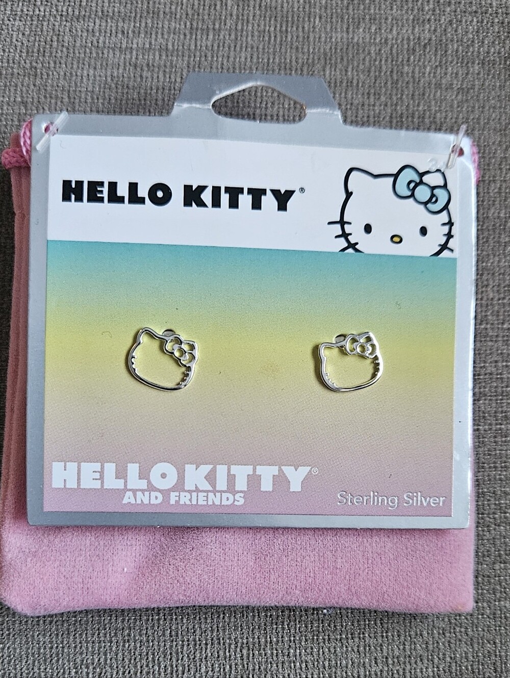 Sanrio Hello Kitty Sterling Silver Outline Stud Earrings